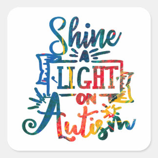 Een licht op Autisme Awareness Rainbow Vierkante Sticker
