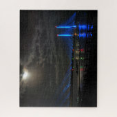 Een licht van boven de Indische rivierbrug Legpuzzel (Verticaal)