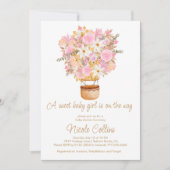 Een lief baby meisje roze bloemenballon Baby showe Kaart (Voorkant)