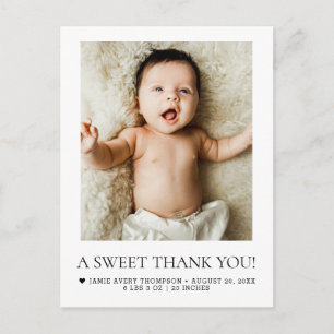 Een lief bedankje Nieuwgeboren baby foto GEBOORTE Briefkaart