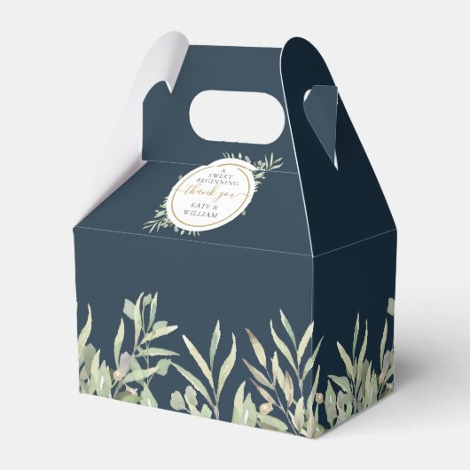 Een lief beginnend diep Zee blauw groen bruiloft Bedankdoosjes (Voorkant Zijde)