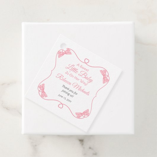 Een lief klein Baby roze strikken meisje Baby show Bedankjes Labels (In situ)