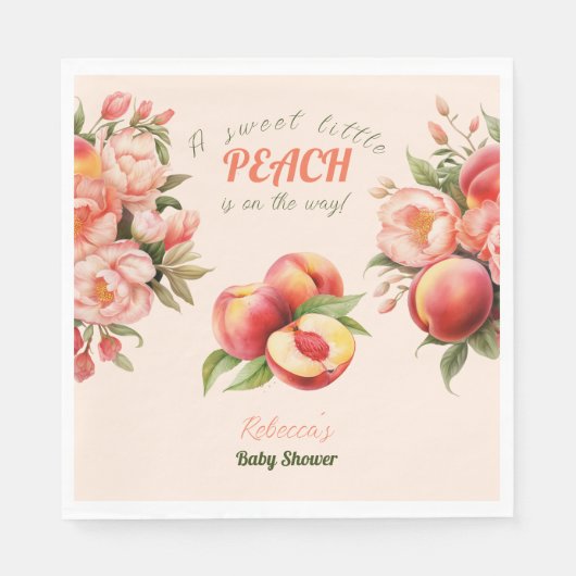 Een lief klein perzik zomer bloemig Baby shower Servet (Voorkant)