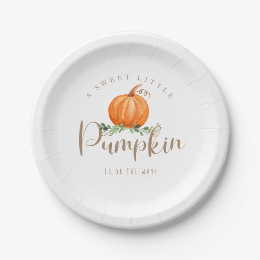 Een lief klein pompoen Baby shower Bord (Voorkant)