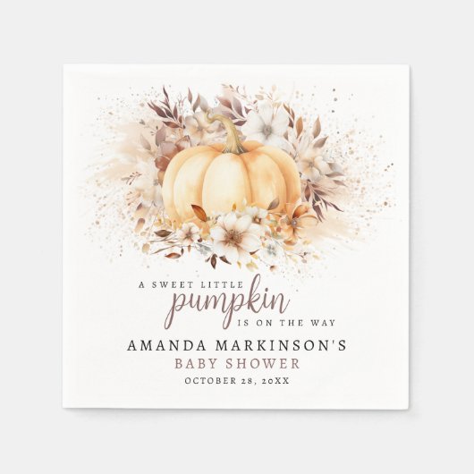 Een lief klein pompoenneutraal Baby shower papier Servet (Voorkant)