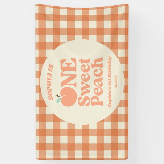 Een lief perzik Sinaasappel eerste 1e verjaardagsf Spandoek (Verticaal)