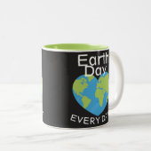 Eén liefde, één Aarde, Dag van de Aarde, red onze Tweekleurige Koffiemok (Voorkant rechts)