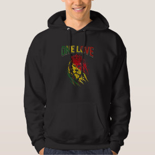 Eén Liefde Rasta Leeuw Jamaicaanse Trots Reggae Af Hoodie