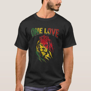 Eén Liefde Rasta Leeuw Jamaicaanse Trots Reggae Af T-shirt