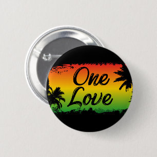Eén liefdeseenheid en respect voor iedereen Rasta Ronde Button 5,7 Cm