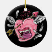 Een liefdeshart met lippen en vleugels die worden keramisch ornament (Achterkant)