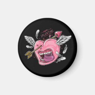 Een liefdeshart met lippen en vleugels die worden  magneet