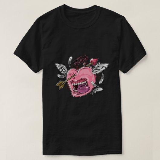 Een liefdeshart met lippen en vleugels die worden  t-shirt (Design voorkant)