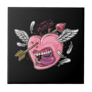 Een liefdeshart met lippen en vleugels die worden  tegeltje