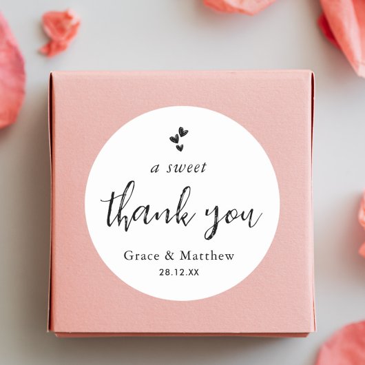 Een liefdevolle dank voor je minimalistische bruil ronde sticker