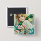 Een liefdevolle dij met Bonnet Vierkante Button 5,1 Cm (Voorkant /achterkant)