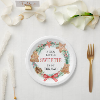 Een liefje is op weg Cookie Christmas Baby shower Papieren Bordje