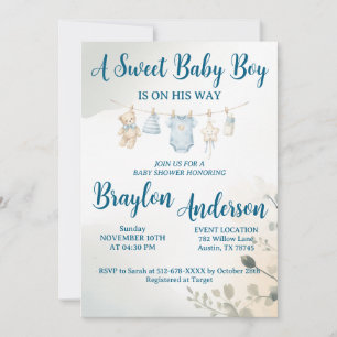 Een lieve babyjongen is op komst Baby Shower Kaart