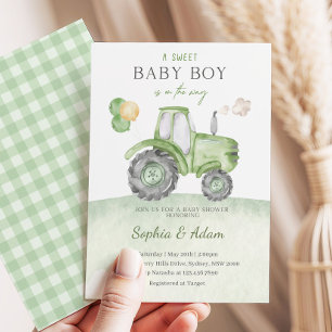 Een lieve babyjongen is op komst Tractor baby show Kaart