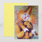 Een lieve clown die viool speelt kaart (Voorkant / Achterkant)