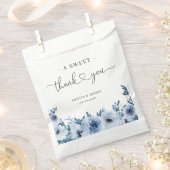 Een lieve dank | Boho Dusty Blue Bloemenbruiloft Bedankzakje (Geknipt)