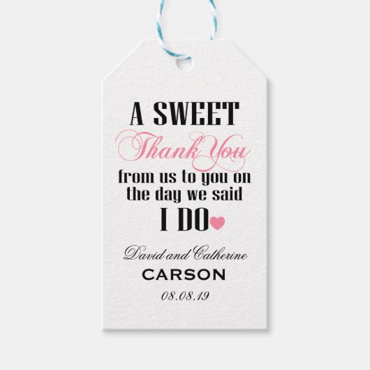 Een lieve dank voor je bruiloft cadeaulabel (Voorkant)