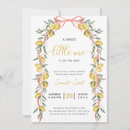 Een lieve kleine een citroen Baby shower Uitnodigi Kaart (Voorkant)