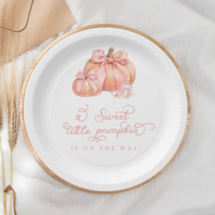 Een lieve kleine pompoen roze strik Baby shower Papieren Bordje