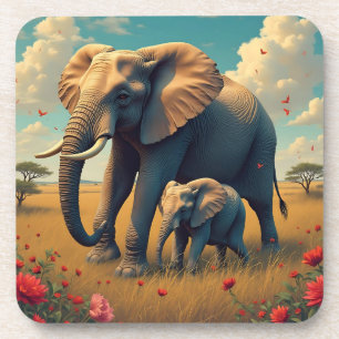 Een lieve sentimentele mama en Baby olifant Bier Onderzetter