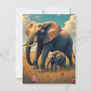 Een lieve sentimentele mama en Baby olifant Briefkaart