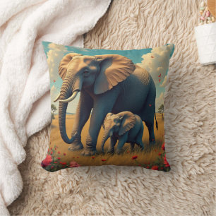 Een lieve sentimentele mama en Baby olifant Kussen