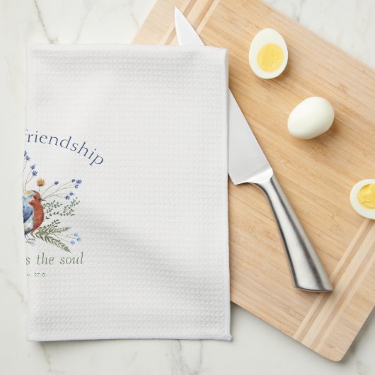 ‘Een lieve vriendschap’ Bijbelvers Waterverf Bird Theedoek (Quarter Fold)