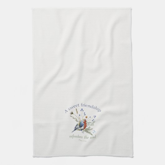 ‘Een lieve vriendschap’ Bijbelvers Waterverf Bird Theedoek (Verticaal)
