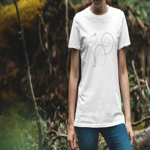 Eén lijn kat tekening kunst t-shirt