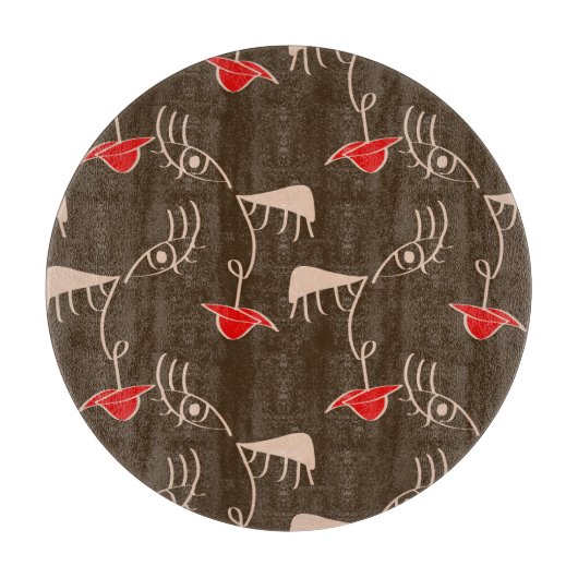 Een-lijn vrouw gezicht: abstract patroon. snijplank (Voorkant)