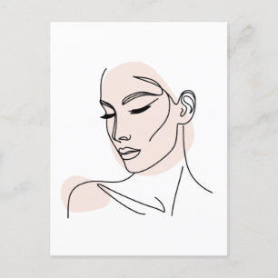 Één lijn Vrouw Gezicht Tekening No2 Briefkaart