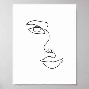 Eén lijncontour Face 2 Poster
