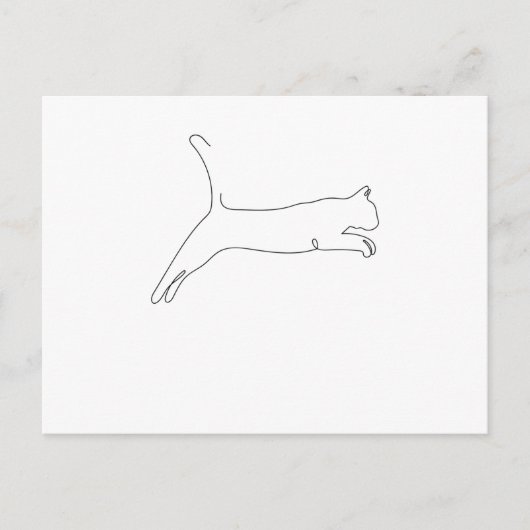 Eén lijntekening Katze springt Single Art Briefkaart (Voorkant)