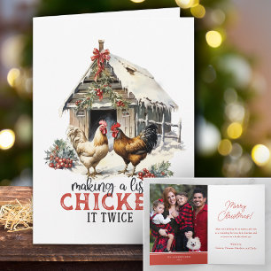 Een lijst maken Chicken It Twice Country Christmas Feestdagen Kaart