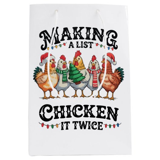 Een lijst maken en het Kerstmis Xmas twee keer che Medium Cadeauzakje (Voorkant)