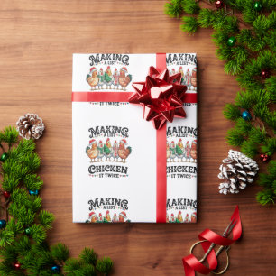 Een Lijst Maken Kip Het Tweemaal Kerstmis Xmas Cadeaupapier