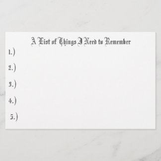 Een lijst van dingen die ik moet onthouden, 1.), 2 briefpapier