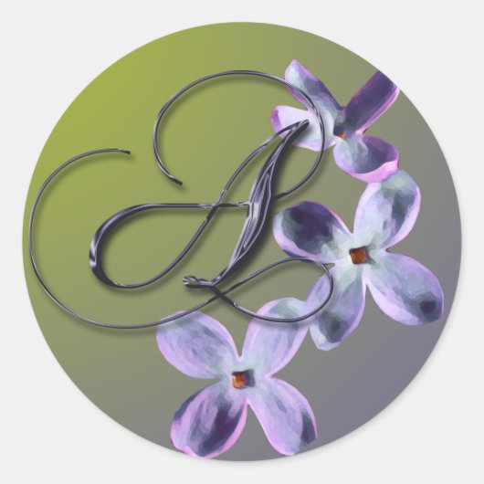 Een Lila envelopzegel van Monogram Ronde Sticker (Voorkant)