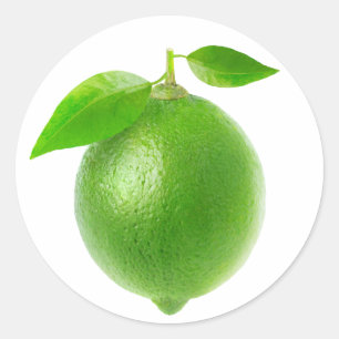 Eén limoen met bladeren ronde sticker