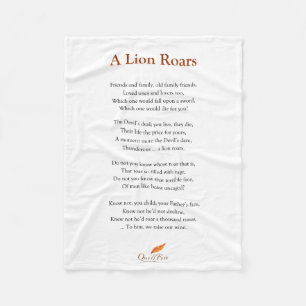 Een Lion Roars Poem op Blanket Fleece Deken