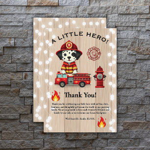 Een Little Hero Firetruck Puppy Baby shower Bedankkaart