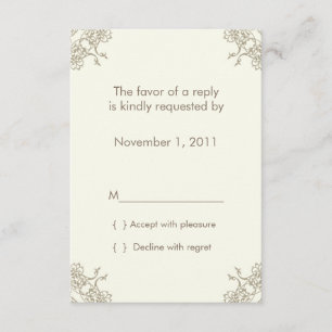 Een Little Lacey (crème) RSVP-kaart met envelop RSVP Kaartje