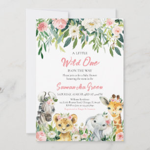Een Little Wild One Girl Oerwoud Baby shower Kaart