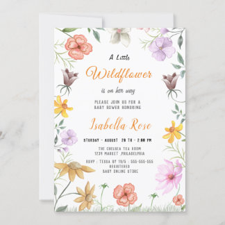 Een Little Wildflower Blush Pink Girl Baby shower Kaart