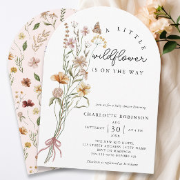 Een Little Wildflower Boho Arch Girl Baby shower Kaart